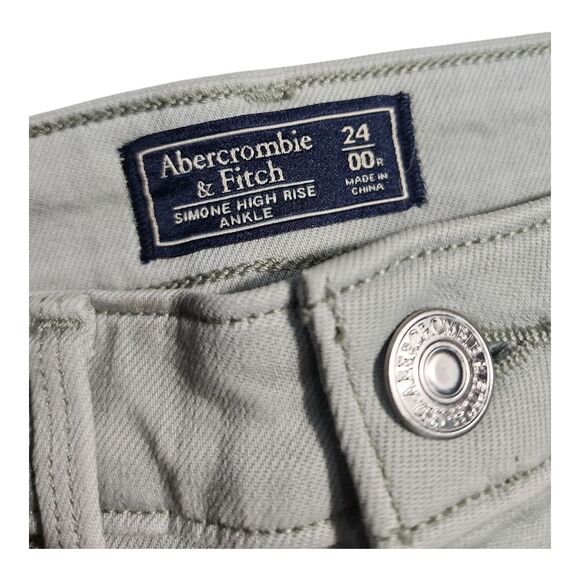 NWT Abercrombie & Fitch Simone‎ High Rise Ankle Jeans Sz 24 Green Cotton - Picture 4 of 10